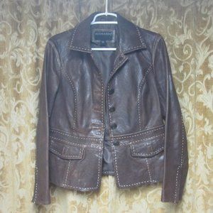 Bernardo brown leather  fitted jacket - Petite